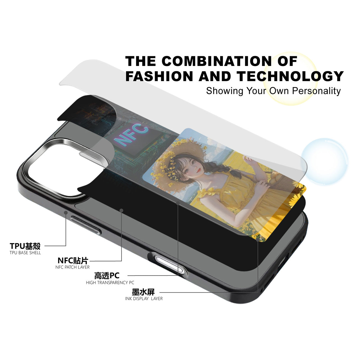 NFC four-color ink screen mobile phone protective case